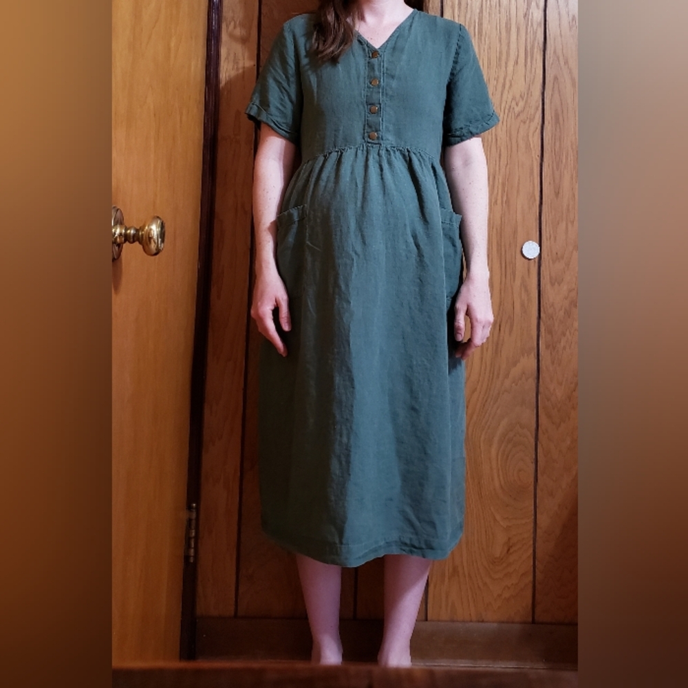 Linen by MN Marin Dress in Pine green
